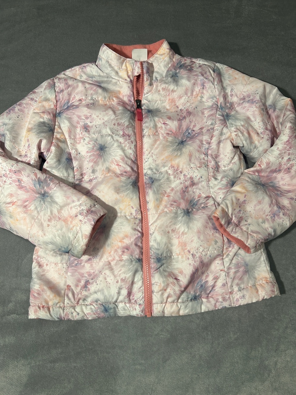 Swiss tech Girls' Pink Floral Puffer Jacket - Lightweight Warmth Sz 7-8